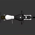 Classic Black and White Motorcycle with White Seat and Silver Frame on Shiny Floor