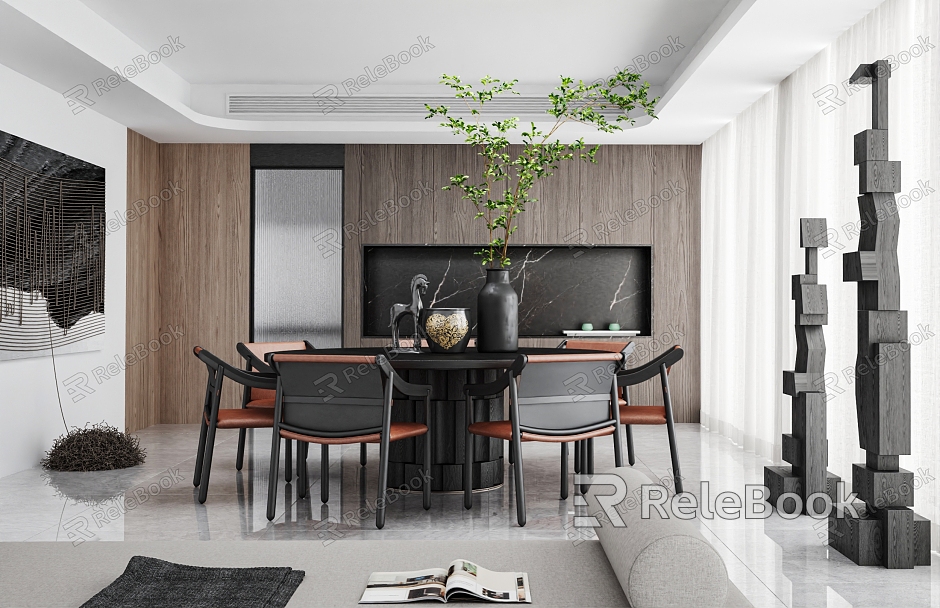 Modern Restaurant Dining Table and Chair Combination Open Kitchen model