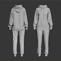 White Hoodie And Pants Two Piece Tracksuit Front And Back View