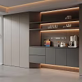 Modern Built in Wine Cabinet With LED Lighting And Display Shelves