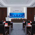 School Smart Classroom Interior With Large Digital Screen Desks And Modern Equipment
