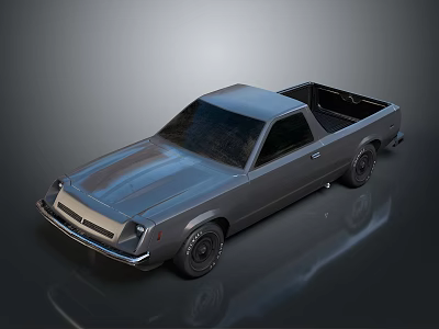 Vintage Gray And Brown Pickup Truck With Single Cab Truck Bed Shiny Exterior 3d model