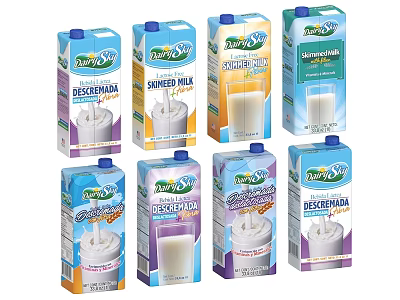 Pure Bliss Assorted Milk Beverages with Various Flavors and Colorful Packaging for Daily Refreshment 3d model