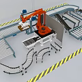Industrial Robotic Arm And Conveyor Belt System For Automated Production Line