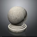 Speckled Textured Stone Sphere With Circular Decorative Base For Scenic Design 3d model