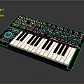 Professional Electronic Music Keyboard With Black White Keys Green Knobs And Control Interface 3d model