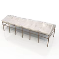 Modern Upholstered Bench With Light Colored Seat And Metal Legs Design