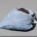 Blue Garbage Bag Filled With Brown Trash And Waste On Gray Background 3d model