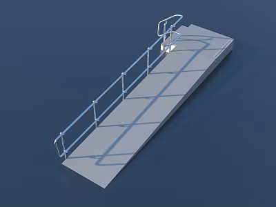 Sturdy Metal Railed Accessible Ramp Platform With Smooth Surface Design Structure 3d model