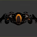 Detailed Futuristic Armored Character With Black And Orange Mechanical Suit Design
