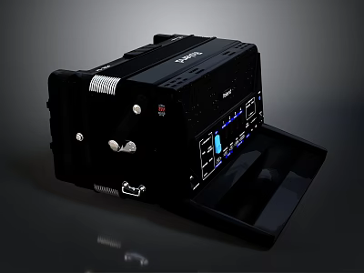 Black Portable Multifunctional Device With Control Panel Display Buttons And Ports 3d model