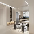Modern Living Dining Room Interior With White Sofa And Glass Coffee Table Open Layout