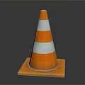 Orange And White Traffic Cone Design With Striped Pattern And Square Base