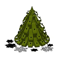 Green Tree Shaped Ornament Decoration Set With Small Black Silver Accessories