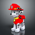 Cute Dalmatian Toy With Red Firefighter Hat Yellow Collar And Backpack 3d model