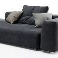 Modern Gray Sectional Sofa With Comfortable Pillows And Upholstered Design Displayed In Various Angles 3d model