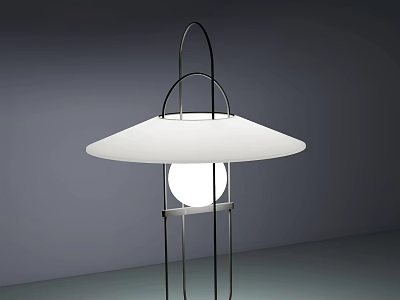 Modern Table Lamp Featuring White Lampshade Spherical Bulb And Black Metal Stand 3d model