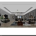 Elegant Modern Dining Room Interior With Chandelier Dining Table Chairs Large Windows And Cabinets