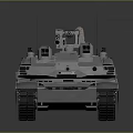 Modern Military Tank Vehicle With Gray Exterior Blue Stripes Turret And Tracks