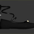 Women's Black Flats With Elegant Lace Up Straps And Pearl Accent Fashionable Design