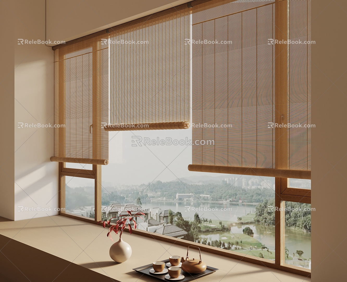 New Chinese-style Bamboo Curtain 3d model