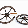 Vintage Wooden Spoked Wheels Pair With Classic Old Design For Decorative