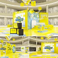 Bright Yellow Interactive Zone With Cartoon Emoticons And Fun Interactive Installations 3d model