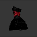 Feminine Black Dress With Red Lace Corset And Flowy Layered Tulle Skirt
