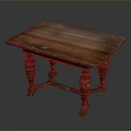 Vintage Wooden Dining Table With Intricate Carved Legs And Rectangular Top