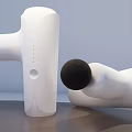 Two White Medical Fascia Massage Guns With Black Heads Standing And Lying