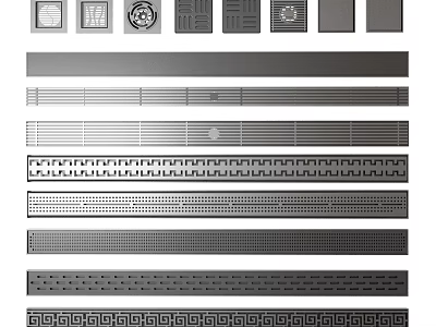 Assorted Metal Decorative Strips With Different Geometric And Perforated Patterns 3d model