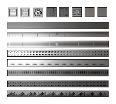 Assorted Metal Decorative Strips With Different Geometric And Perforated Patterns 3d model