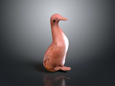 Pink Penguin Like Sculpture With Smooth Surface And Textured Details On Gray Background 3d model