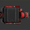 Red Vintage Three Wheeled Rickshaw With Black Canopy And Red Leather Seats