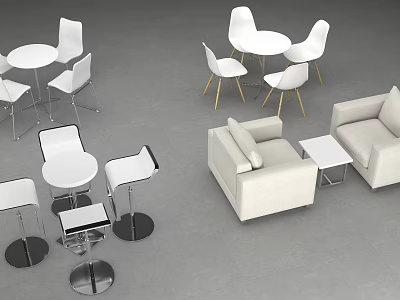 Modern White Exhibition Tables and Chairs With Round Tables Bar Stools And Matching Sets 3d model