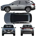 Hyundai SUV Front And Rear Exterior With Modern Headlights Tail Lights And Sporty Wheels