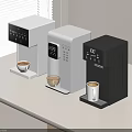 Stylish Kitchen Appliances With Three Modern Coffee Makers In White Light Gray And Black