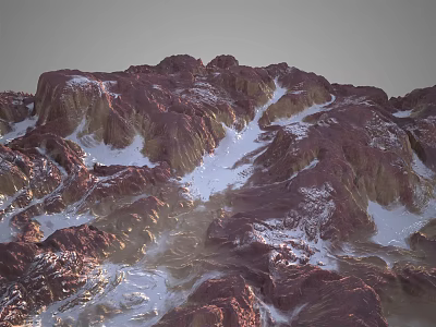 Garden Landscape With Red Yellow Rock Formations Snow Covered Textured Layers And Natural Beauty 3d model