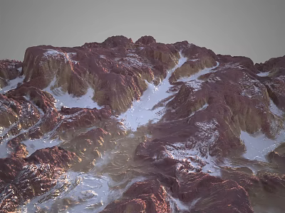 Garden Landscape With Red Yellow Rock Formations Snow Covered Textured Layers And Natural Beauty 3d model