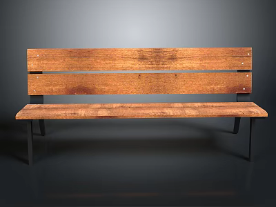 Simple Wooden Bench Design With Metal Legs And Natural Wood Texture 3d model
