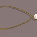 Gold Chain Necklace With Oval Pendant And Floral Pattern Design