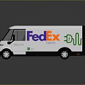White FedEx Express Delivery Van With Brand Logo And Vehicle Design