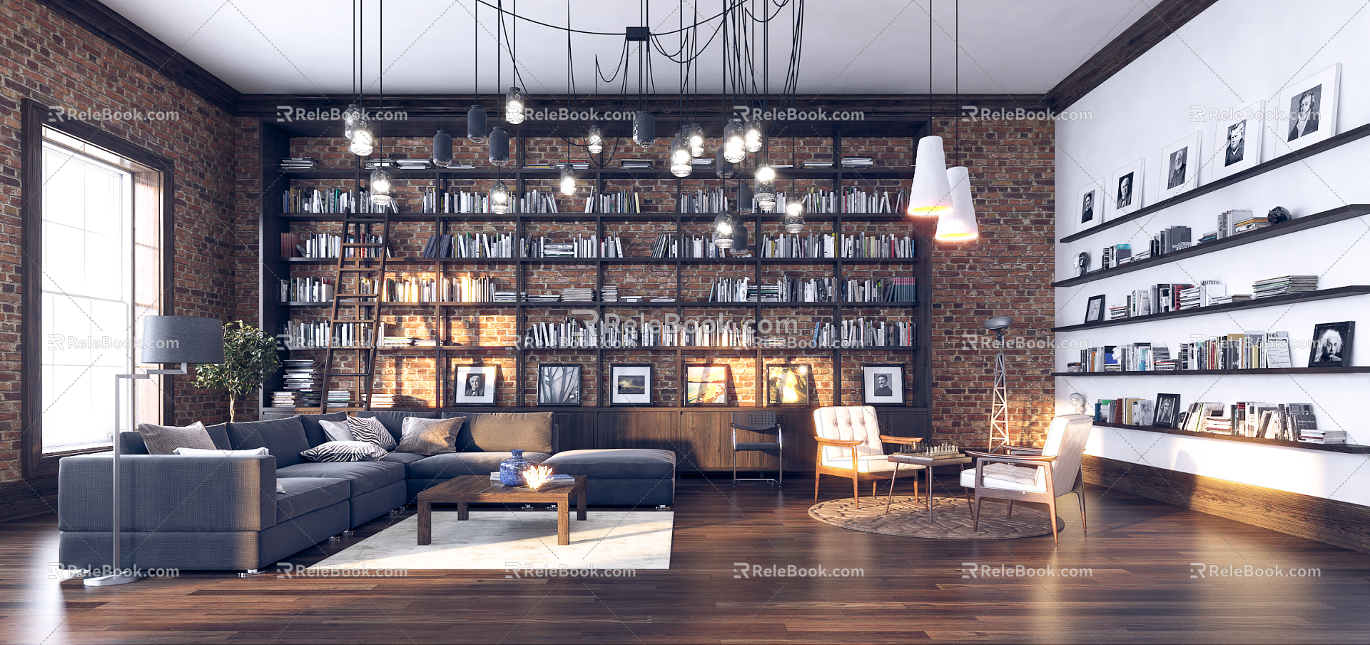 Industrial LOFT Living Room Living Room Lounge 3d model