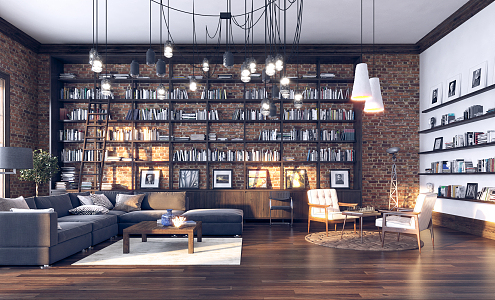 Industrial LOFT Living Room Living Room Lounge 3d model