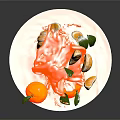 Fresh Orange Beverage with Splashing Liquid Oranges Lemon Slices and Leaves on Base