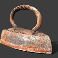 Rusty Vintage Cast Iron Clothes Iron With Loop Handle Daily Use Appliance 3d model