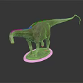 Detailed Dinosaur Model With Long Neck Gray Body And Green Display Base