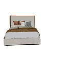 Minimalist Single Bed With Soft Upholstered Headboard Decorative Pillows And Warm Blanket