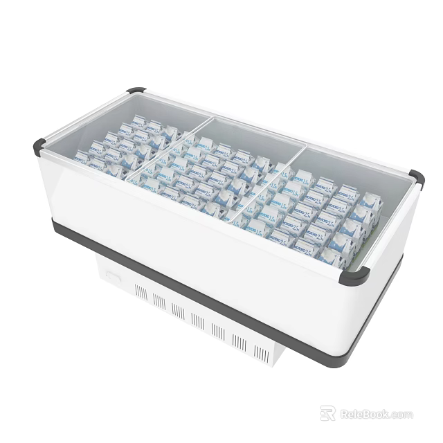 Refrigerated Display Shelf With Multiple Compartments For Frozen Food Packages White Design 3d model 