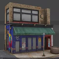Rural Self Built Two Story House With Colorful Facade Green Awning Windows And Wooden Barrel